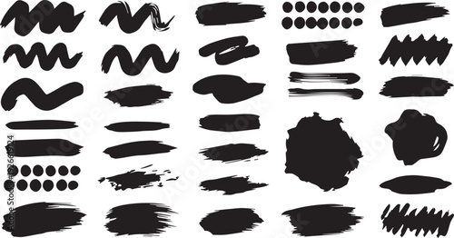 Graphic design brush stroke elements for creative artistic projects