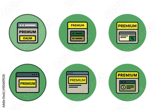 Premium Features Icons Set Representing Calim Subscriptions and Account Options