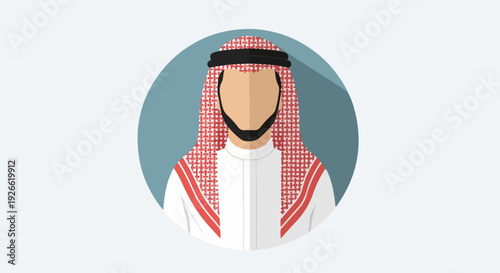 Traditional Arab Man in Keffiyeh and Thobe, Representing Middle Eastern Culture and Identity