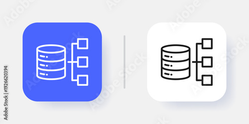 Database Management UI Button Icon with Active and Inactive States for SaaS Dashboard