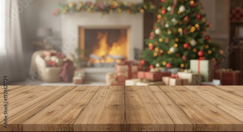 Empty wooden tabletop with ...