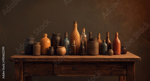 rustic wooden table adorned...
