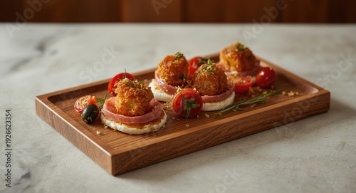 Wooden serving tray showcas...