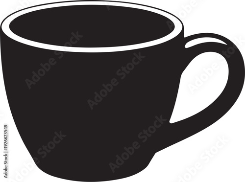 Black coffee mug with white rim handle