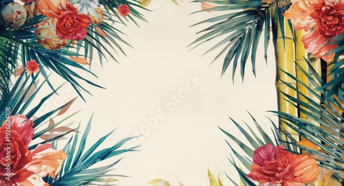 Colorful tropical foliage w...