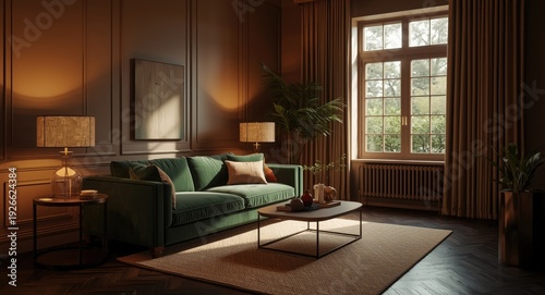 Warm living room interior d...