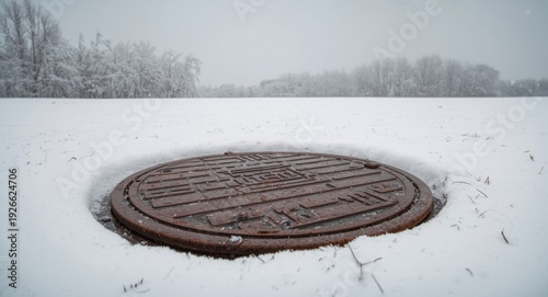 Snowy winter scene with a m...