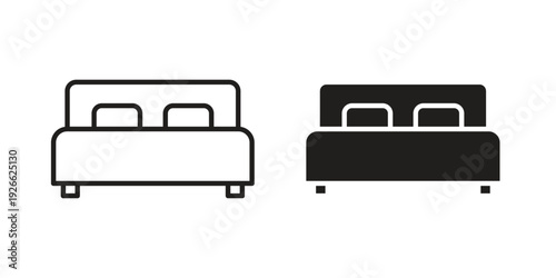 Bed icon collection with multiple styles. EPS10