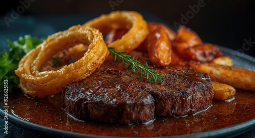 Steak platter including pep...