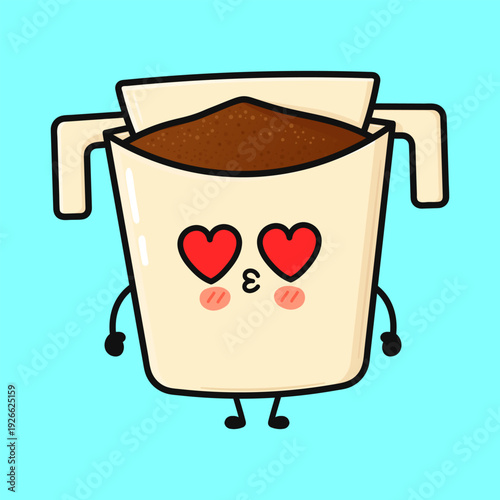 Drip coffee character feeling love hearts