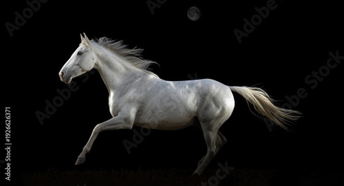 White horse in full speed a...