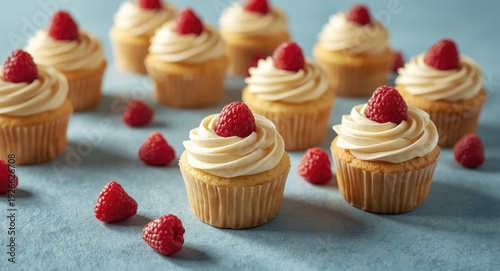 Vanilla cupcakes with raspb...