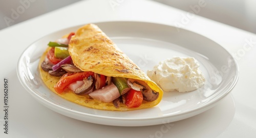 Colorful stuffed omelet fil...