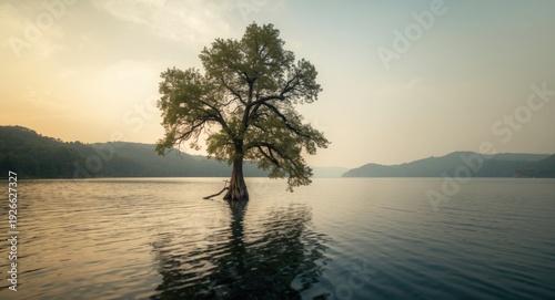 Lone tree standing within a...