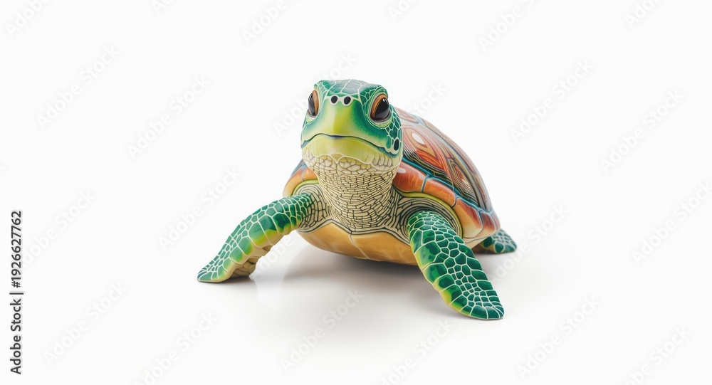 Fototapeta premium Pleasing sea turtle cartoon icon displayed on a white background