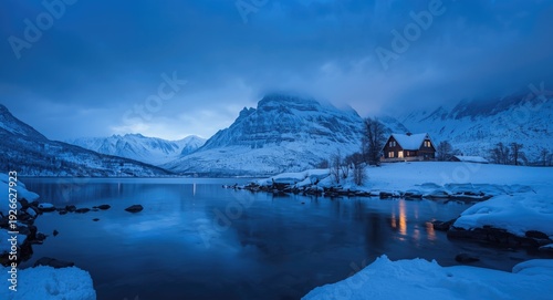 Snowy mountain backdrop wit...