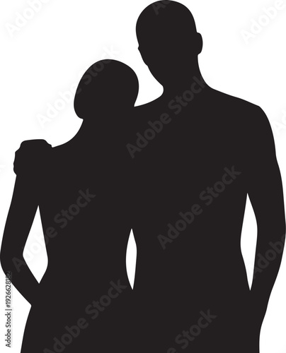 Black silhouette of a man and woman standing together