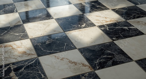 Marble tile checkerboard su...