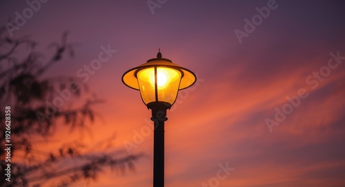 Bright street lamp glowing ...