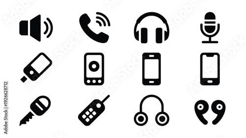 A clean vector illustration showcasing communication and technology icons vector illustration