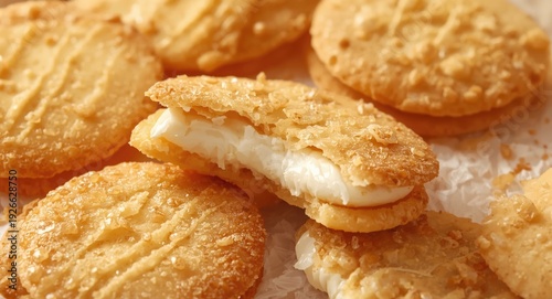 Sweet crispy wafers featuri...