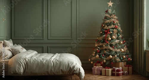 Holiday bedroom scene with ...