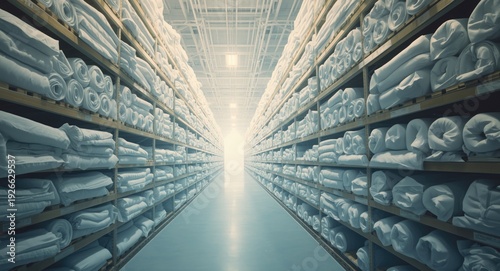 Textile warehouse shelves f...
