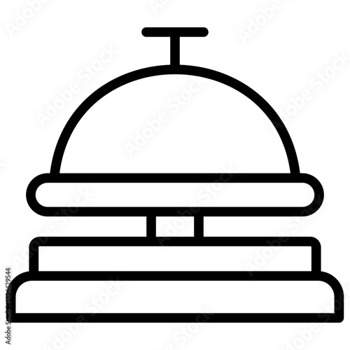 Service Bell Outline Icon Design Vector - Counter bell with push button representing reception desk, customer service, and assistance request