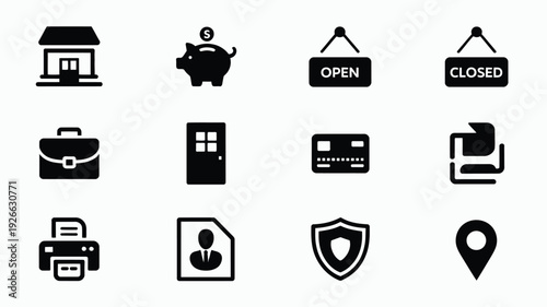 Business and finance icons set vector illustration flat design