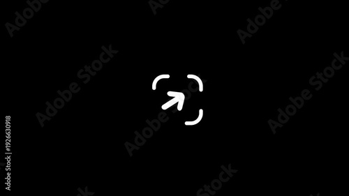 White Arrow in Rounded Rectangle Enclosed Shape for Transparent Animation Background Design