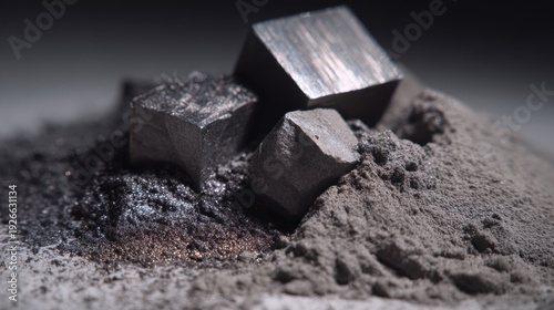 High Fidelity Still Life of Tungsten Carbide Powder with Dark Background