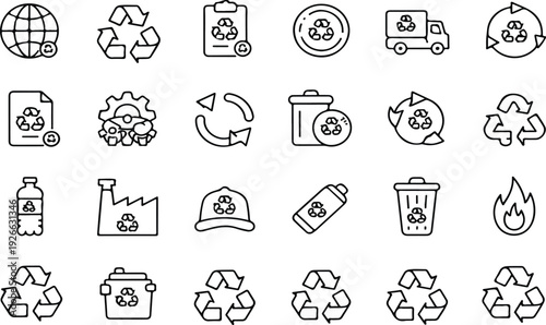 Recycling and sustainability icons for environmental protection and eco friendly concepts