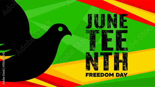 Juneteenth Freedom Day banner with dove silhouette - V - vector illustration