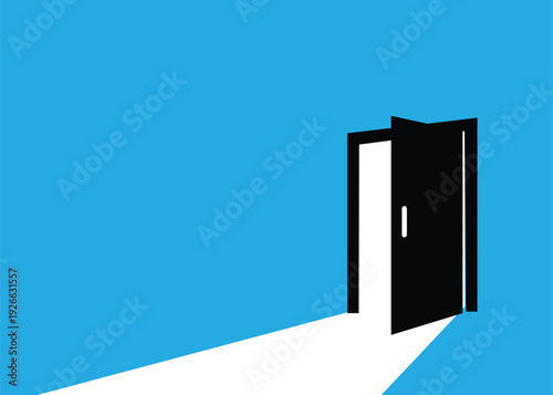Open Door Opportunity Concept – New Beginning Success Entrance Vector Illustration