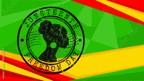 Juneteenth Freedom Day banner with woman silhouette stamp
