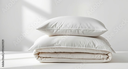 Stack of bedding items with...