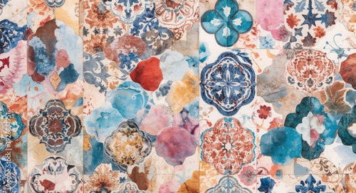 Geometric watercolor tile p...