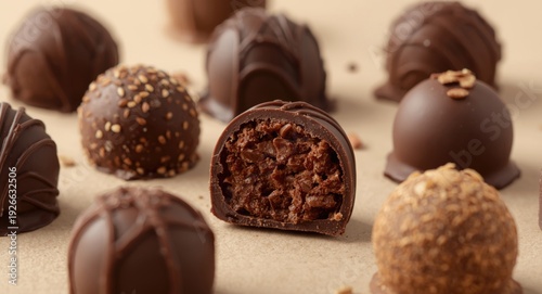 Chocolate truffles with dif...