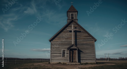 Rural wood church with a la...