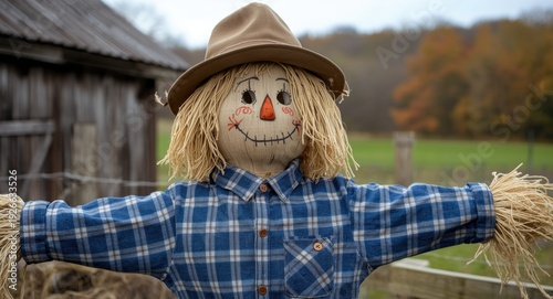 Rustic farm scarecrow weari...