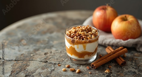 Granola and nut topped yogu...
