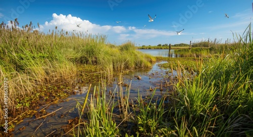 Wetland ecosystem with dive...