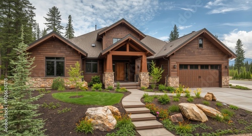 Modern mountain home with c...