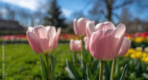 Pastel tulips flowering ful...
