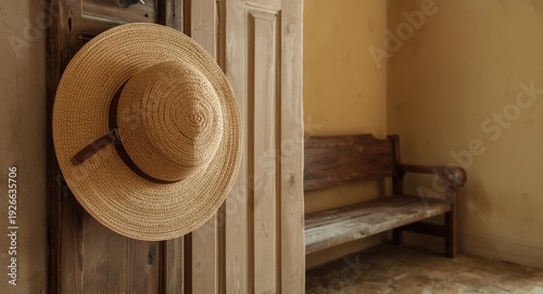 Amish straw hat showcased o...