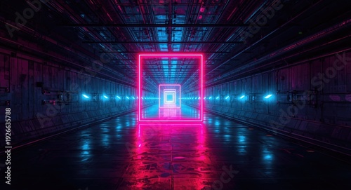 Futuristic neon glowing rec...