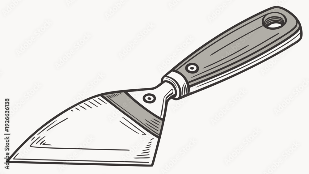 Obraz premium A vector graphic illustration of a trowel tool with a wooden handle and metal blade