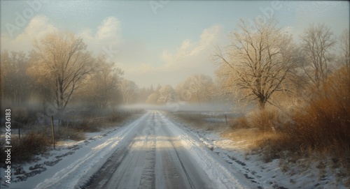 Oil artwork of a calm winte...