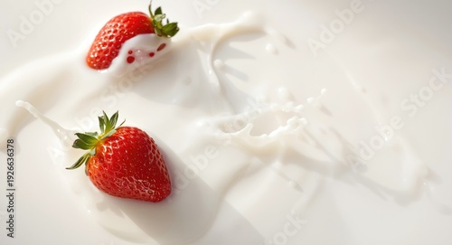 Fresh strawberries with cre...