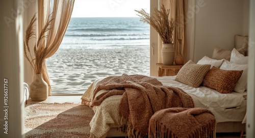 Sunlit bohemian bedroom sho...